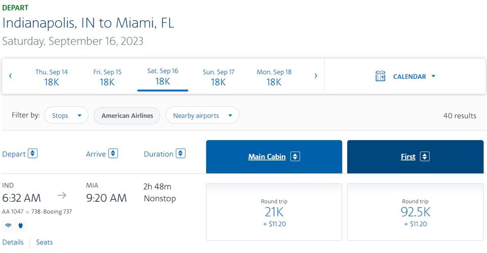 Ind to Mia miles